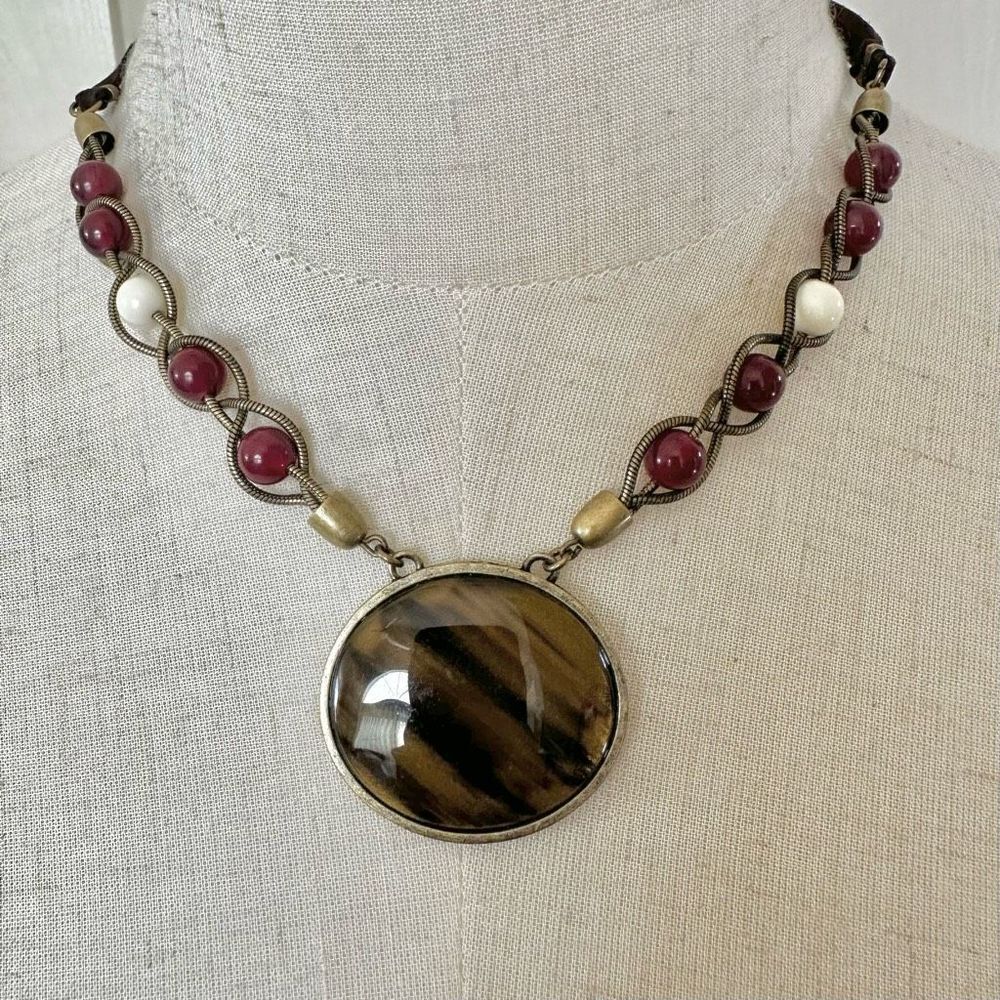 Axcess Xc tiger eye beadedβpendant necklace